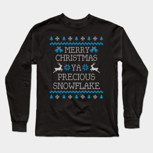 Ugly Christmas Sweater Precious Snowflake Political Joke Long Sleeve T-Shirt